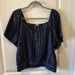 Ana Navy Striped Women's XL Top
